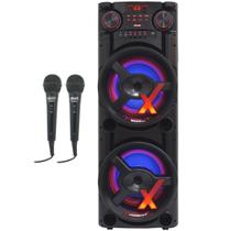 Caixa Som Amplificada Bluetooth 1900W Rms Woofer Usb Led Tws Bivolt ACA 1900 New X + 2 Microfones