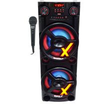 Caixa Som Amplificada Bluetooth 2900W Rms Woofer 15 Usb Led Bivolt + 1 Microfone Amvox Aca 2900