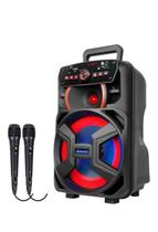 Caixa Som Amplificada Bluetooth Amvox ACA 221 GIGANTE 220w Usb Karaokê Adaptador P/ 2 Microfones C/Fio