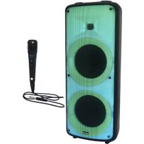 Caixa Som Amplificada Portátil Bluetooth 2000W Rms Show de Leds Amvox Aca 2000 Party Vox 1 Microfone