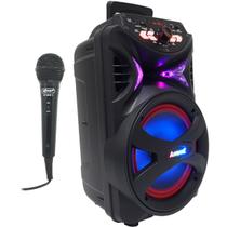 Caixa Som Amplificada Portátil Bluetooth 250W Rms Mp3 Fm Led Bateria Amvox Aca 255 Hit + 1 Microfone