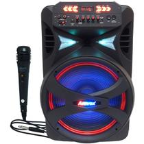 Caixa Som Amplificada Portátil Bluetooth 850W Rms Mp3 Usb Led Tws Microfone ACA 855 Pancadão II