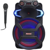 Caixa Som Amplificada Portátil Bluetooth Tws 850W Rms Mp3 Usb Led ACA 800 Gladiador + Microfone