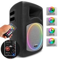 Caixa Som Ativa Bi Amplificada Shutt Retrô LED 480w RMS Retorno Ambiente Bluetooth USB SD P10 Rádio