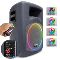 Caixa Som Ativa Retrô RGB 480w Woofer Xplode 12 Pol Driver Titânio BT Entrada Microfone Bivolt Verme