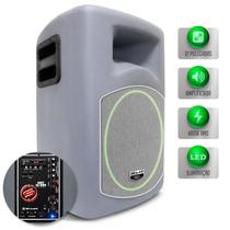 Caixa Som Ativa Shutt Retrô 480w RMS Bluetooth Rádio FM USB P10 Bivolt Retorno Ambiente Completa LED