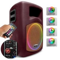 Caixa Som Ativa Shutt Retrô RGB 480w Woofer Xplode 12 Pol Driver Titânio BT Entrada Microfone Bivolt