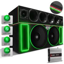 Caixa Som Automotivo Trio + Corneteira Shutt Woofer 12 Pol Xploode 1800w + Driver + Tweeter + Módulo