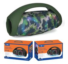 Caixa Som Bluetooth Estéreo Graves Potentes Ipx6 Tws Party Camuflada