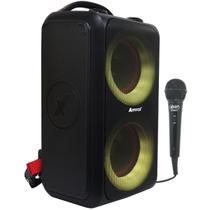 Caixa Som Bluetooth Portátil Amplificada 600W Rms Bateria Preta + Microfone Amvox Aca 600 Bagvox