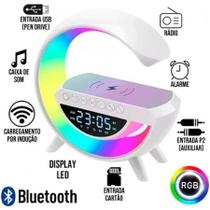 Caixa som g luz abajur rgb carregador sem fio 15 w relógio despertador bt 3401 Caixa som g luz abajur rgb carregador sem fio 15 w relógio despertador bt 3401
