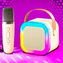 Caixa Som Karaokê Portátil Bluetooth Microfone Sem Fio Luz - Bellator