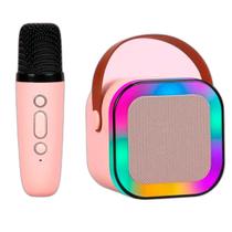 Caixa Som Karaokê Portátil Bluetooth Microfone Sem Fio Luz