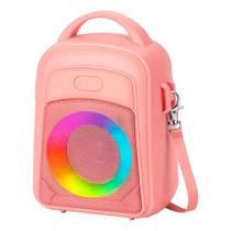 Caixa Som Mochila com Alça Portátil Bluetooth USB Rádio Rosa