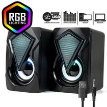 Caixa Som Notebook Pc Usb P2 Luz Led Exbom 2 Alto Falantes