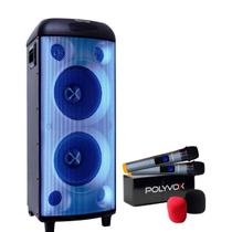 Caixa Som Torre Polyvox Bluetooth 2000W + Microfones sem fio Caixa Som Torre Polyvox Bluetooth 2000W + Microfones sem fio