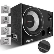 Caixa Som Trio Automotivo Amplificada Subwoofer 12 Polegadas Shutt 1100w RMS Ativa Led Grave Forte