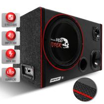 Caixa Som Trio Automotivo Amplificada Subwoofer 12 Polegadas Shutt 1100w RMS Ativa Led Grave Forte