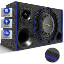 Caixa Som Trio Automotivo Diamante Bomber 600w Subwoofer Slim 12 Pol Driver Tweeter Grave Forte LED