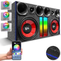 Caixa Som Trio Automotivo Shutt 1300w Subwoofer Beatz 12 Pol Duto Régua LED RGB Grave Porta Mala