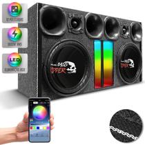 Caixa Som Trio Automotivo Shutt 1800w Subwoofer Ripper 12 Pol 4 Driver 2 Tweeter Duto Régua LED RGB