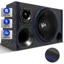 Caixa Som Trio Automotivo Shutt Diamantada 550w RMS Subwoofer 12 Pol Beatz + Led Neon Grave Forte