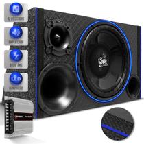 Caixa Som Trio Automotivo Shutt Diamantada 800w RMS Subwoofer 12 Pol Beatz + Módulo TS400 Led Neon