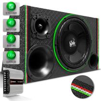 Caixa Som Trio Automotivo Shutt Diamantada 800w RMS Subwoofer 12 Pol Beatz + Módulo TS400 Led Neon