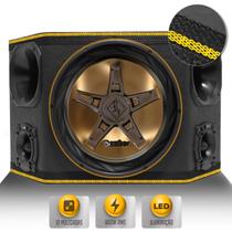 Caixa Som Trio Automotivo Three Side Bomber 600w RMS Subwoofer 12 Pol Edge 2 Driver + 2 Tweeter LED