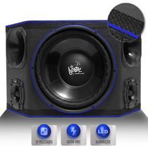 Caixa Som Trio Automotivo Three Side Shutt 600w RMS Subwoofer Beatz 12 Pol 2 Driver + 2 Tweeter LED