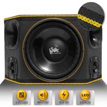 Caixa Som Trio Automotivo Three Side Shutt 950w Subwoofer Beatz 12 Pol 2 Driver 2 Tweeter LED Neon