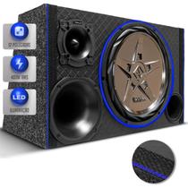 Caixa Som Trio Diamantada Bomber SubWoofer New Edge 12 Polegadas 400W Dutada LED Neon Automotivo