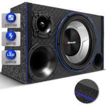 Caixa Som Trio Diamantada Shutt Subwoofer 12 Polegadas 800W Dutada LED Neon Automotivo