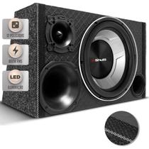 Caixa Som Trio Diamantada Shutt Subwoofer 12 Polegadas 800W Dutada LED Neon Automotivo