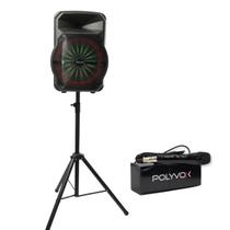 Caixa Som Xc-715T Polyvox Bluetooth 700w + Tripé+Mic C/ fio