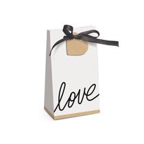 Caixa Special Trapézio Branco Love Felizes para Sempre 7,5x4x13cm - 08 unidades - Cromus - Rizzo Embalagens