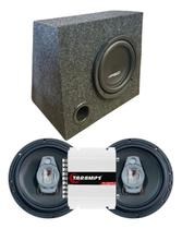 Caixa subwoofer hiken 8 pol 200w par 6 pol 130w + módulo taramps
