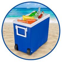Caixa Super Térmica Azul c/ Rodinha e Alça 32 Litros Arqplast