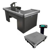 Caixa Supermercado Empacotador Preto 2m Check Out E Balança Bivolt 30kg - Urano Bivolt