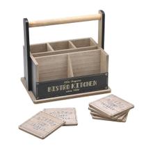 Caixa suporte para garrafas decor em madeira c/ porta copo Caixa suporte para garrafas decor em madeira c/ porta copo