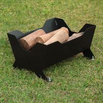 Caixa Suporte Porta Lenha X - Aço - Lareira - Fire Box-Preto