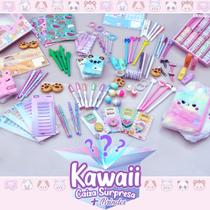 Caixa Kit Papelaria Fofa 15 Itens Kawaii Divertidos - Papelaria