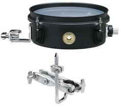 Caixa Tama Metalworks Black Steel 8x3 Mini-Tymp Snare BST83MBK com Clamp Timbalito com Caixa