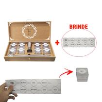 Caixa Tampa Dobradiça e Elástico Meu Gin e Arabesco Completa 35x16x7 Mdf Madeira