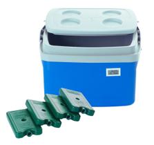 Caixa Térmica 12 litros Cooler com Termômetro Digital Simples e Certificado de Calibração com 4 Gelos Reutilizáveis 400 ML