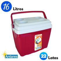 Caixa térmica 16 litros cooler pop star 22 latas tampa com porta copos antares