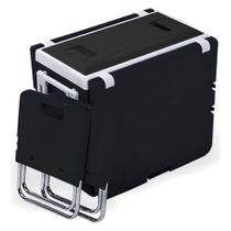 Caixa Térmica 3 em 1 32L com Rodas e Alça Cooler Portátil, Mesa e Cadeira Cor Preta Caixa Térmica 3 em 1 32L com Rodas e Alça Cooler Portátil, Mesa e Cadeira Cor Preta
