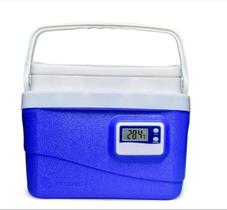 Caixa Térmica 5 Litros Cooler de Poliuretano com Termômetro Digital Temperatura Máxima e Mínima Incoterm Transporte Vacinas Medicamentos Refrigerados