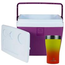 Caixa Térmica Açaí 19L Alça 26 Latas 12 Garrafas - Bel + Copo Térmico 500ml Sunset - Arell Caixa Térmica Açaí 19L Alça 26 Latas 12 Garrafas - Bel + Copo Térmico 500ml Sunset - Arell