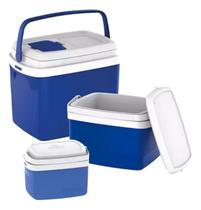 Caixa Termica Combo Coller Bebibas Grande 32L 12L 5L Azul Kit Soprano